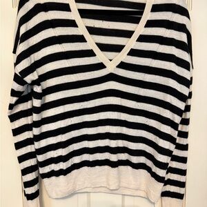 Rag & Bone V-Neck Black and White Striped Sweater